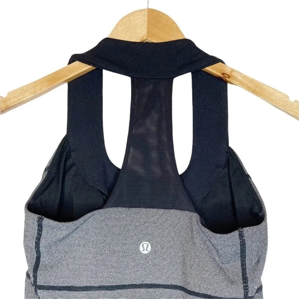 LULULEMON | Scoop Neck Black & Gray Microstripe RacerBack Tank